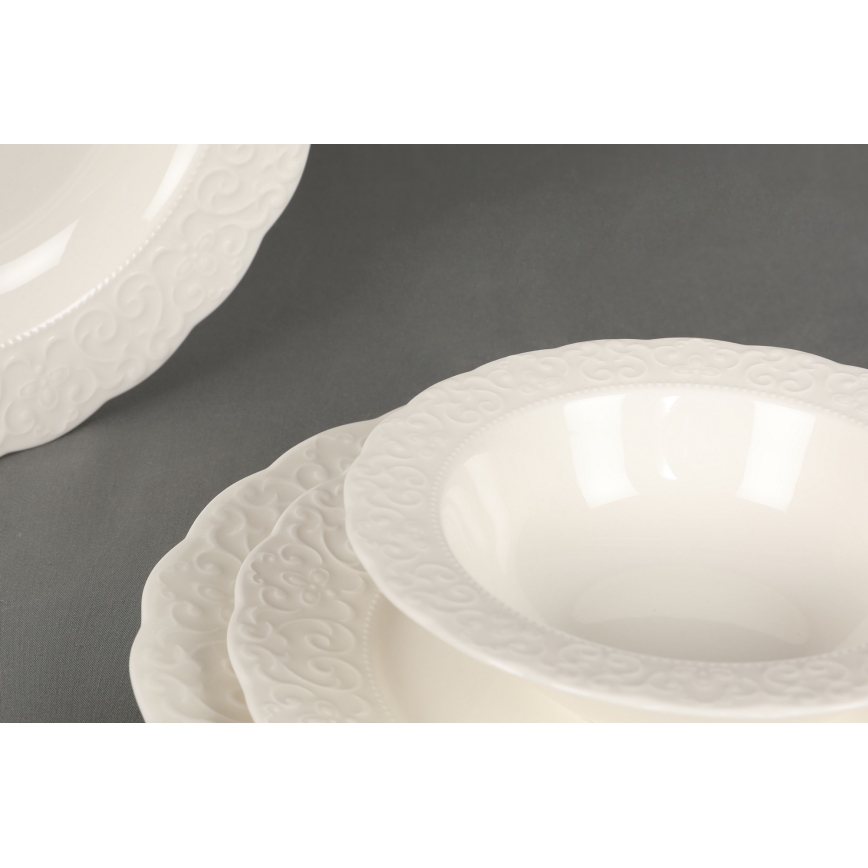 Елегантний порцеляновий столовий сервіз, 24 предмети, білий
