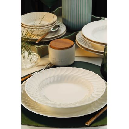 Елегантний сервіз на 24 предмети — білий, з фарфору