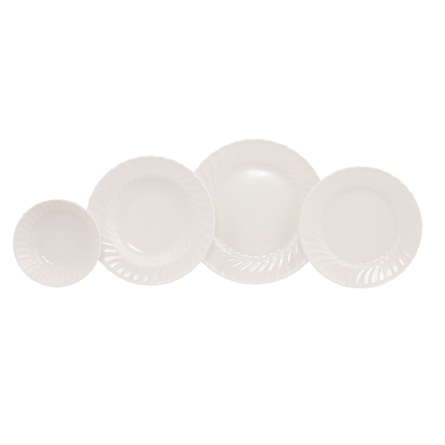 Елегантний сервіз на 24 предмети — білий, з фарфору