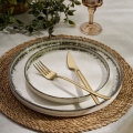 Елегантний столовий сервіз — 24 предмети, білий/коричневий, фарфор