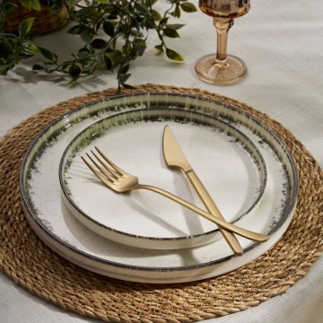 Елегантний столовий сервіз — 24 предмети, білий/коричневий, фарфор