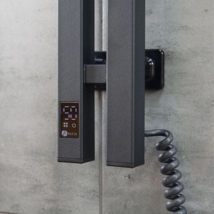 Электрический полотенцесушитель с термостатом SILOUETTE 187W/230V 120,6 см IP44 черный правый угловой