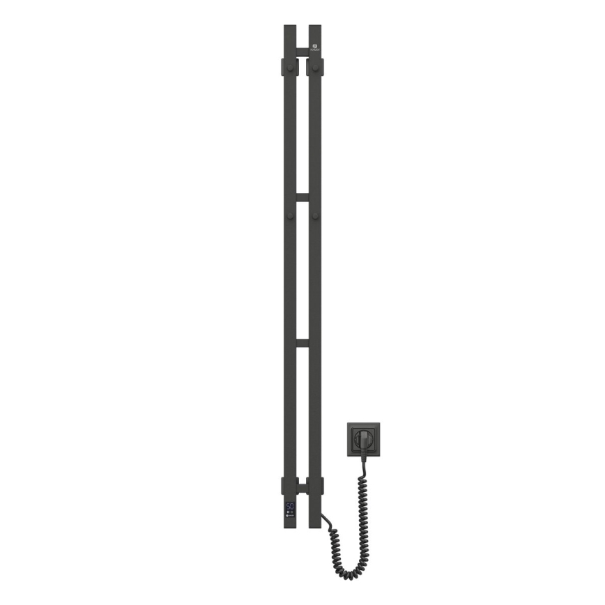 Электрический полотенцесушитель с термостатом SILOUETTE 187W/230V 120,6 см IP44 черный правый угловой