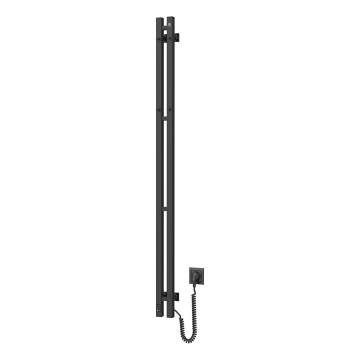 Электрический полотенцесушитель с термостатом SILOUETTE 200W/230V 150,6cm IP44 черный правый