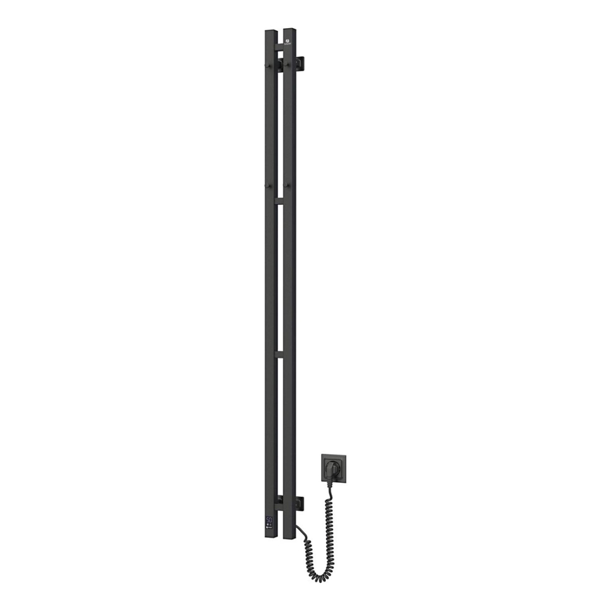 Электрический полотенцесушитель с термостатом SILOUETTE 200W/230V 150,6cm IP44 черный правый