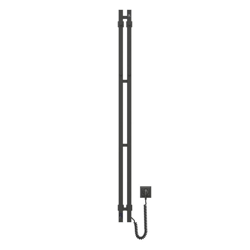 Электрический полотенцесушитель с термостатом SILOUETTE 200W/230V 150,6cm IP44 черный правый
