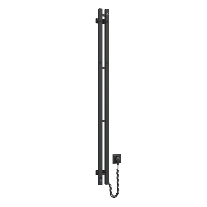 Электрический полотенцесушитель с термостатом SILOUETTE 200W/230V 150,6cm IP44 черный правый