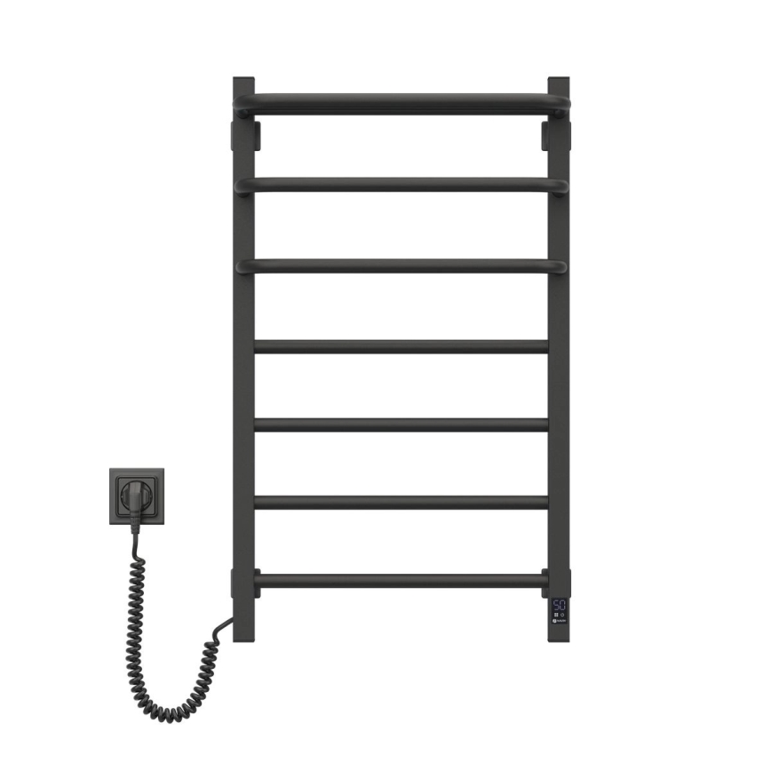 Электрический полотенцесушитель для ванной с термостатом FORTIS 350W/230V 80,6 cm IP44 чёрный левосторонний