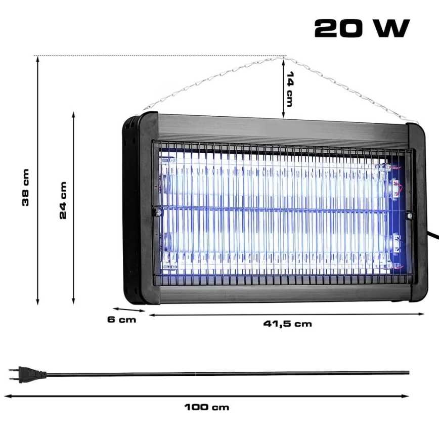 Электрический уничтожитель насекомых 2x10W/230V 100 м²