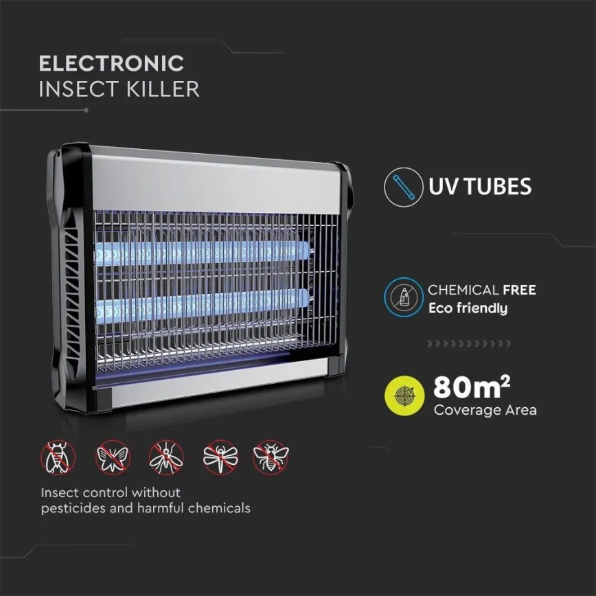 Электрический уничтожитель насекомых 2x10W/230V 80 м²