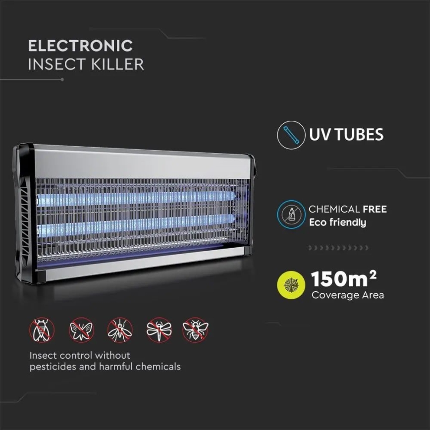 Электрический уничтожитель насекомых 2x20W/230V 150 м²