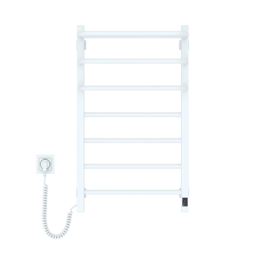 Электрический полотенцесушитель с термостатом FORTIS 155W 80x48 cm, белый, левый