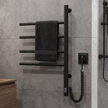 Электрический поворотный полотенцесушитель с термостатом ARABESQUE 60 Вт 65x49 см черный