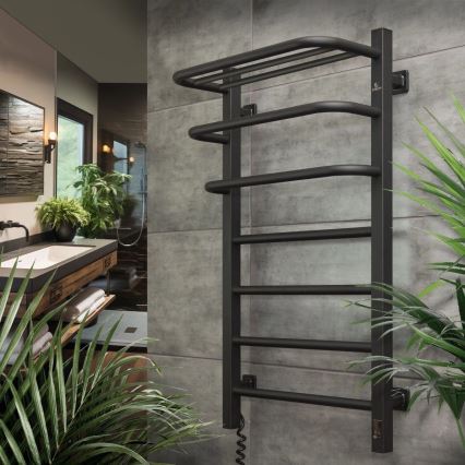 Электрический полотенцесушитель для ванной с термостатом FORTIS 350W/230V 80,6 cm IP44 чёрный левосторонний