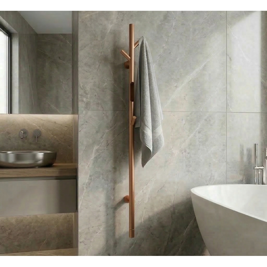 Электрический трубчатый полотенцесушитель 118 см, 30 Вт, медное покрытие