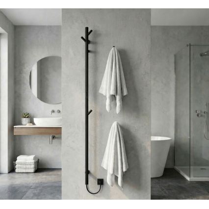 Электрический трубчатый полотенцесушитель 172 см, 46 Вт, черный