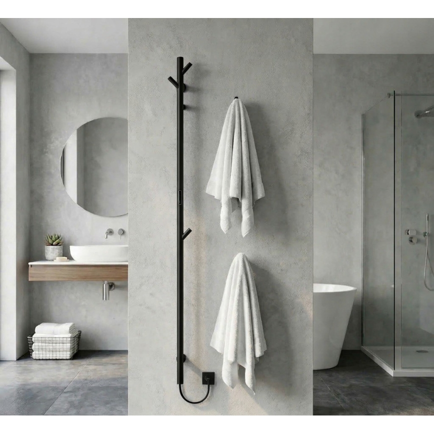 Электрический трубчатый полотенцесушитель 172 см, 46 Вт, черный