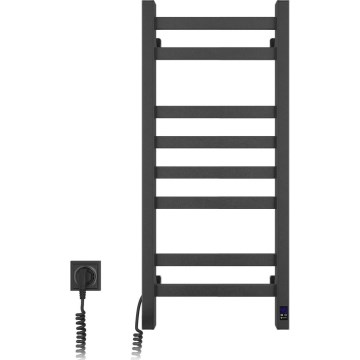 Електрична рушникосушарка з термостатом AVANGARD 105 Вт 80x36 см чорна, ліва