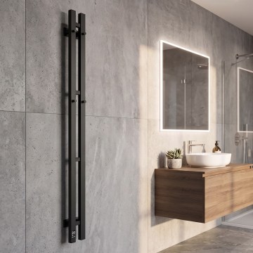 Електрична рушникосушарка з термостатом SILOUETTE 70 Вт 120×9 см чорна права