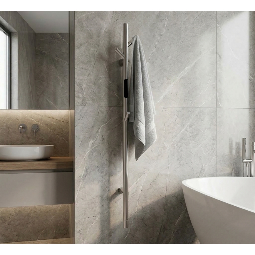 Електрична трубчаста рушникосушка 118 см, 30 Вт, із нержавіючої сталі