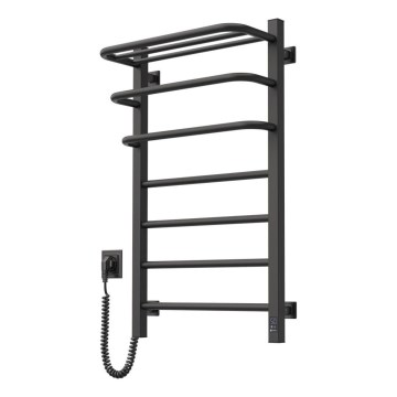 Електричний рушникосушар FORTIS із термостатом, 155 Вт, 80×48 см, чорний, правий