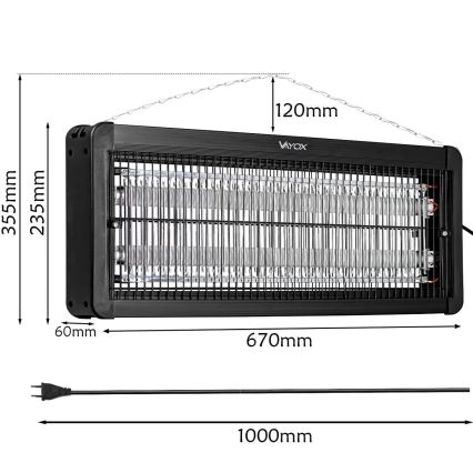 Електрична пастка для комах 2x20W/230V 180 м²