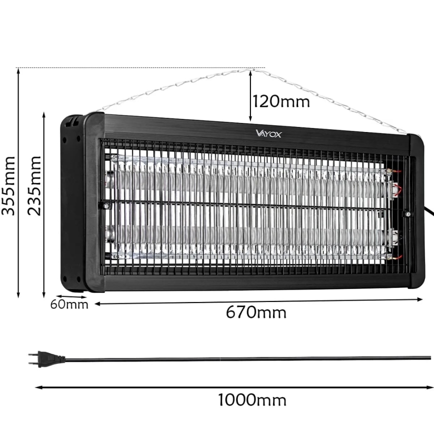 Електрична пастка для комах 2x20W/230V 180 м²