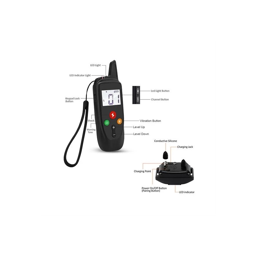 Електричний нашийник для дресирування собак 52см 500м 3,7V 300 mAh IP67