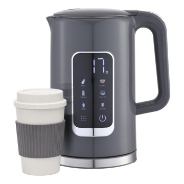 Электрочайник с ЖК-дисплеем 1,7 л 2200W/230V серый + дорожная чашка 450 мл