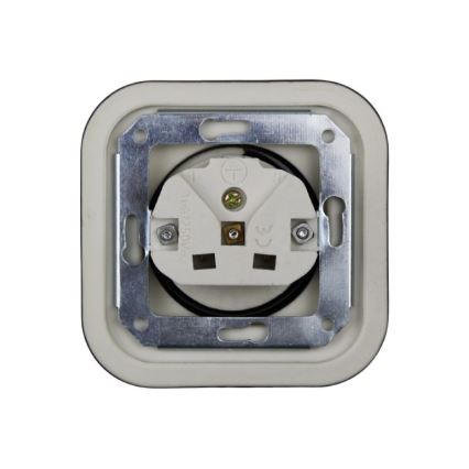 Elhard - Двойная керамическая ретро-розетка для дома с рамкой 230V чёрная
