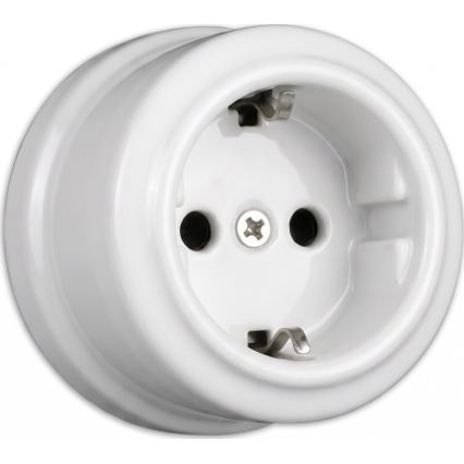 Elhard - Настенная керамическая ретро-розетка для дома с рамкой SCHUKO 230V белая