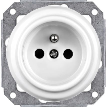 Elhard - Тройная керамическая ретро-розетка для дома с рамкой 230 В белая/светлое дерево