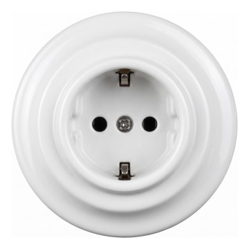 Elhard - Керамическая ретро-розетка для дома с рамкой SCHUKO 230V белая