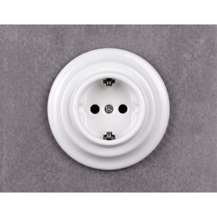Elhard - Керамическая ретро-розетка для дома с рамкой SCHUKO 230V белая