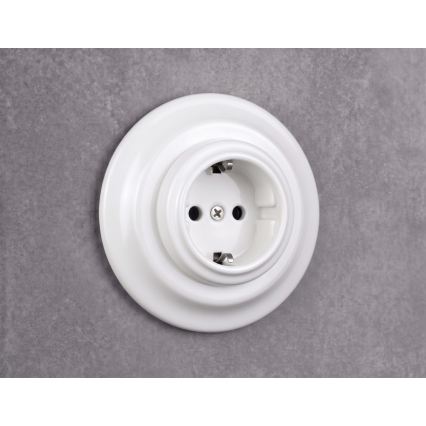 Elhard - Керамическая ретро-розетка для дома с рамкой SCHUKO 230V белая