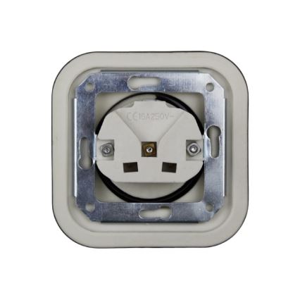 Elhard - Керамическая ретро-розетка для дома с рамкой SCHUKO 230V чёрная