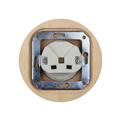 Elhard - Керамическая ретро-розетка для дома с рамкой SCHUKO 230V чёрная/светлое дерево