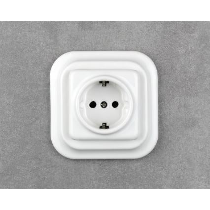 Elhard - керамическая ретро-розетка SCHUKO для дома с рамкой, 230 В, белая