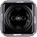 Elhard - Керамічна ретро-розетка для дому без рамки SCHUKO 230V чорна