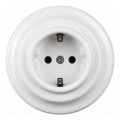 Elhard - Керамічна ретро-розетка для дому з рамкою SCHUKO 230V біла