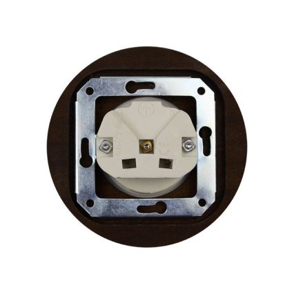 Elhard - Керамічна ретро-розетка для дому з рамкою SCHUKO 230V чорна/темне дерево