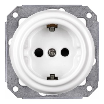 Elhard - Керамічна ретро-розетка SCHUKO 230V без рамки, біла