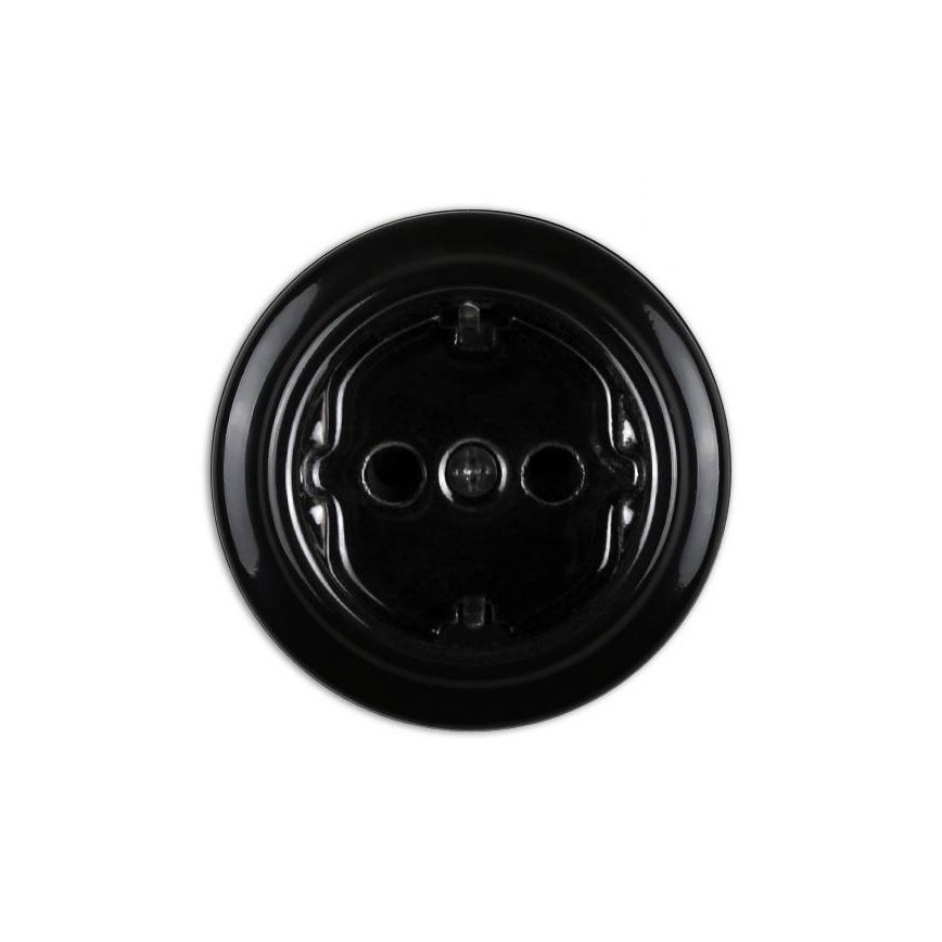 Elhard - Керамічна ретро-розетка SCHUKO 230V чорна