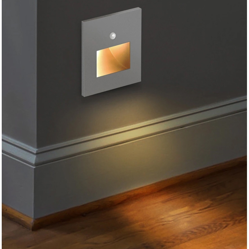 Emithor 70416 - Світлодіодний світильник для сходів з датчиком SUNNY LED/1W/230V 4000K сірий