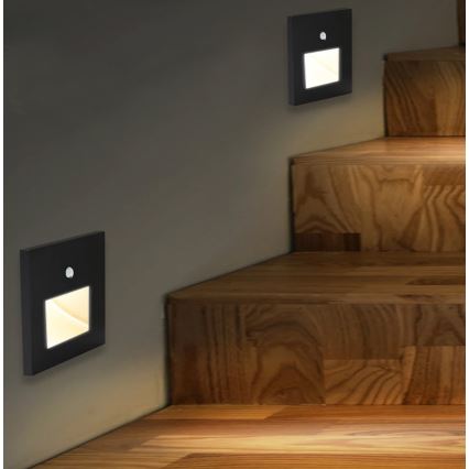 Emithor 70418 - Світлодіодний світильник для сходів з датчиком SUNNY LED/1W/230V 4000K чорний