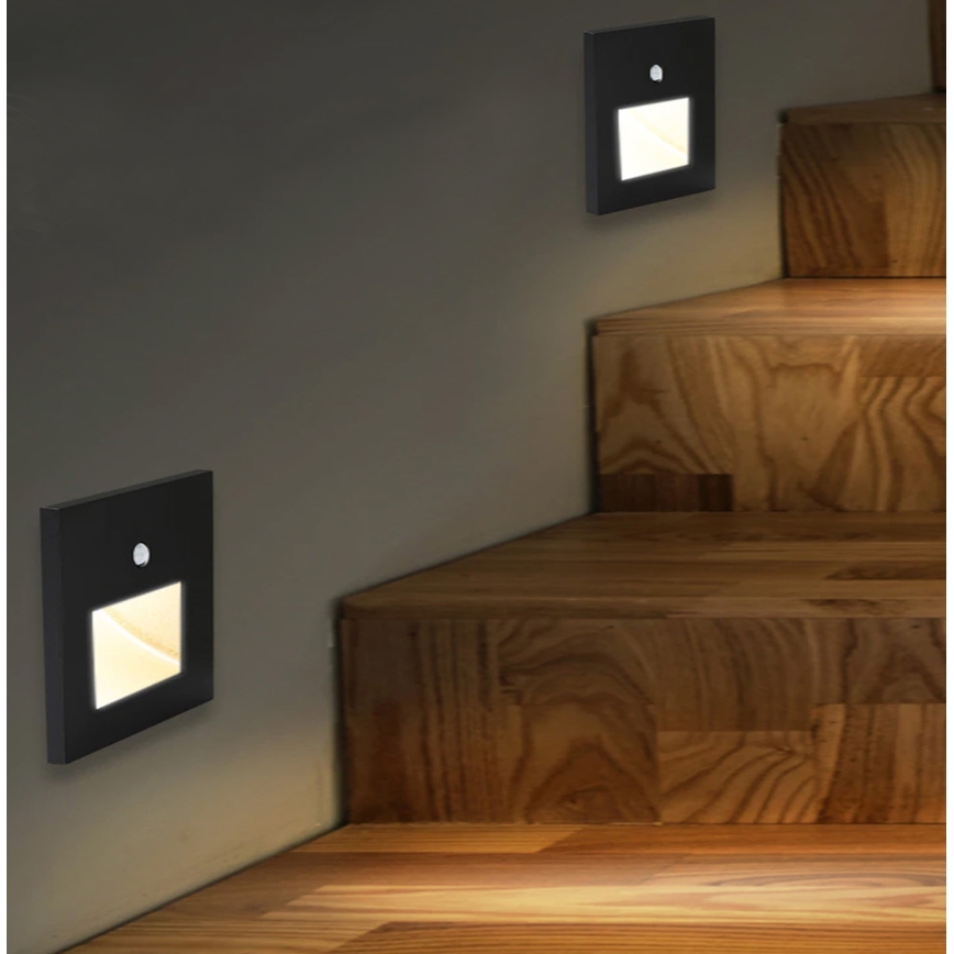 Emithor 70418 - Світлодіодний світильник для сходів з датчиком SUNNY LED/1W/230V 4000K чорний