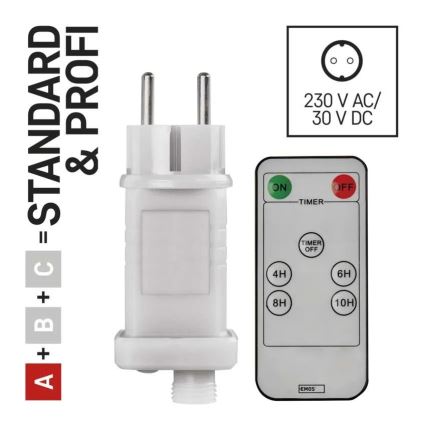 Блок питания для рождественских гирлянд 230V IP44 + дистанционное управление