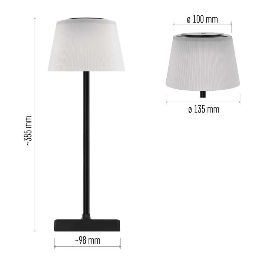 Акумуляторна LED лампа з регулюванням яскравості KATIE LED/4W/10V 1800mAh IP44 CRI 90 чорний