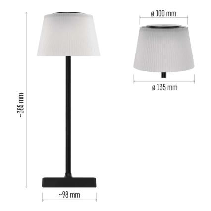 Светодиодная аккумуляторная лампа с регулированием яркости KATIE LED/4W/10V 1800mAh IP44 CRI 90 черный