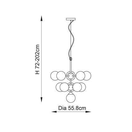 Endon 101147 - Люстра на тросі OSCAR 11xG9/18W/230V чорна/димчаста
